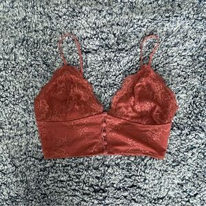 Lace button accent bralette top